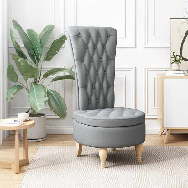 vidaXL Slipper stóll Ljósgrár 56,5 x 70 x 110 cm dúkur