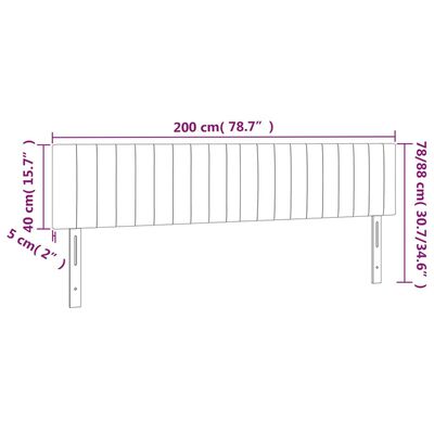 vidaXL LED Höfðagafl 200x5x78/88 cm Dökkgrátt Efni