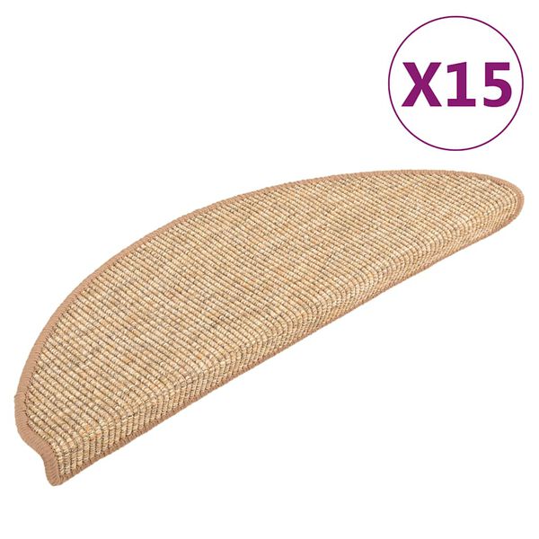 vidaXL Stigamottur 15 stk 56x17x3 cm lj&oacute;sbr&uacute;nar h&aacute;lfhringlaga