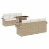 vidaXL Gar&eth;s&oacute;fa sett me&eth; p&uacute;&eth;i 7 pcs Drapplita&eth;ur p&oacute;l&yacute;rattan
