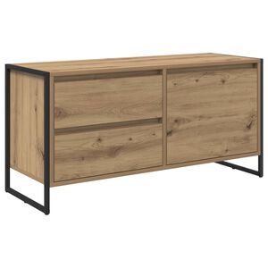 vidaXL Sj&oacute;nvarpssk&aacute;pur me&eth; sk&uacute;ffu Listama&eth;ur Eik 100 x 36 x 49.5 cm