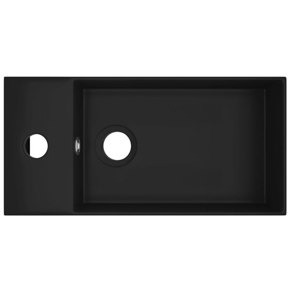 vidaXL Ba&eth;herbergisvaskur me&eth; Yfirfalli Postul&iacute;n Mattur Svartur