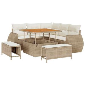 vidaXL Gar&eth;s&oacute;fa sett me&eth; p&uacute;&eth;i me&eth; kodda 8 pcs Beige og krem p&oacute;l&yacute;rattan