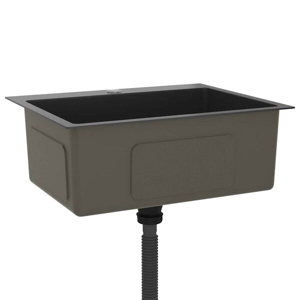 vidaXL Handsmíðaður Eldhúsvaskur Svartur Ryðfrítt Stál