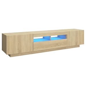 vidaXL Sj&oacute;nvarpssk&aacute;pur me&eth; LED Lj&oacute;sum Sonoma Eik 180x35x40 cm