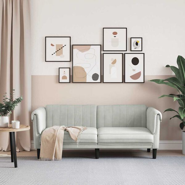 vidaXL S&oacute;fi 2-s&aelig;ta Lj&oacute;sgr&aacute;r Flauel