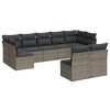 vidaXL 9 Hluta Gar&eth;s&oacute;fasett me&eth; Sessum Gr&aacute;tt P&oacute;l&yacute;rattan