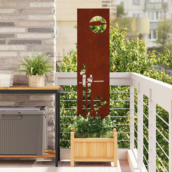 vidaXL Gar&eth;s b&uacute;na&eth; skj&aacute;r &Uacute;tskur&eth;ur Rusty 32 x 140 cm Ve&eth;ra&eth; st&aacute;l