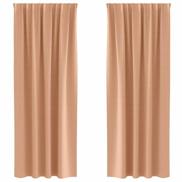 vidaXL Svartgard&iacute;nur me&eth; hringjum 2 pcs L&eacute;tt br&uacute;nt 245 x 140 cm