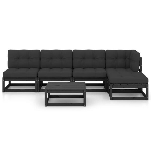 vidaXL 6 Parta Gar&eth;s&oacute;fasett me&eth; Sessum Gegnheil Fura