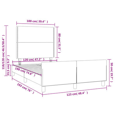 vidaXL Rúmgrind án Dýnu Blár 120x190 cm Efni