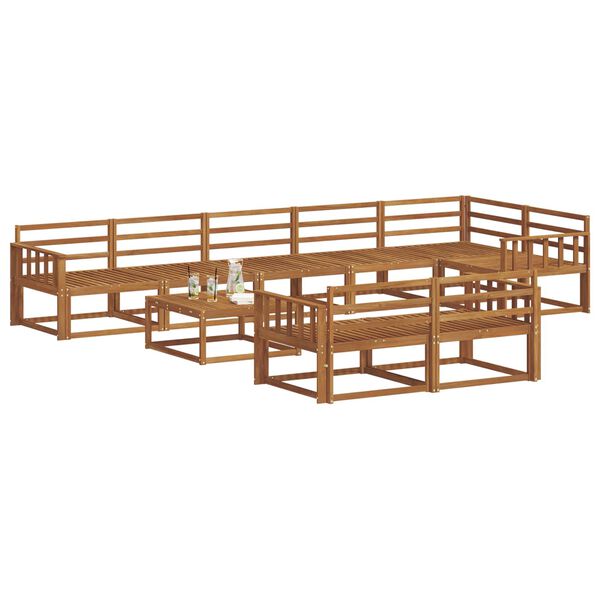 vidaXL &Uacute;ti s&oacute;fasett 9 pcs N&aacute;tt&uacute;rulegur Hrein akas&iacute;utr&eacute;