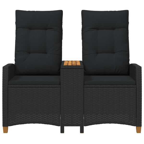 vidaXL R&uacute;mbekkur me&eth; bor&eth;i Svartur 126 x 65 x 112 cm p&oacute;l&yacute;rattan