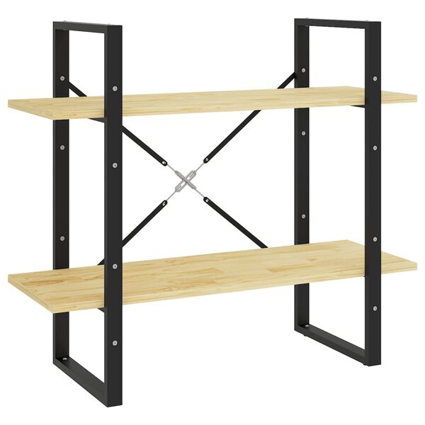 vidaXL Bókaskápur með 2 Hillum 80x30x70 cm Gegnheil Fura