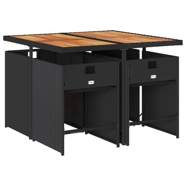 vidaXL 5 Hluta Gar&eth;bor&eth;stofusett me&eth; Sessum Svart P&oacute;l&yacute;rattan