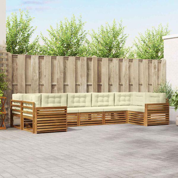 vidaXL &Uacute;ti s&oacute;fasett me&eth; p&uacute;&eth;i 7 pcs N&aacute;tt&uacute;rulegt og Krem Hrein akas&iacute;utr&eacute;