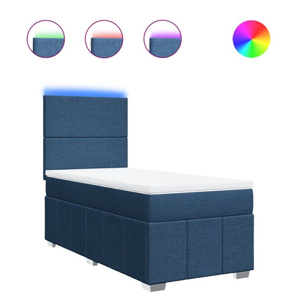 vidaXL H&oacute;lfa&eth; Springr&uacute;m Bl&aacute;tt 90x190 cm Tauefni