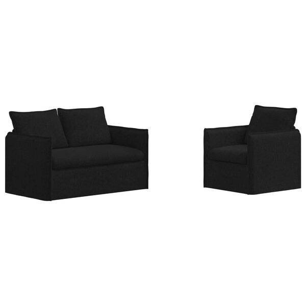 vidaXL S&oacute;fasett 2 pcs Svartur 196 x 82 x 85 cm d&uacute;kur