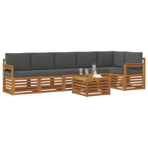 vidaXL Sofav&ouml;ruuppsettning me&eth; p&uacute;&eth;i 7 pcs N&aacute;tt&uacute;rulegt og Antrac&iacute;t