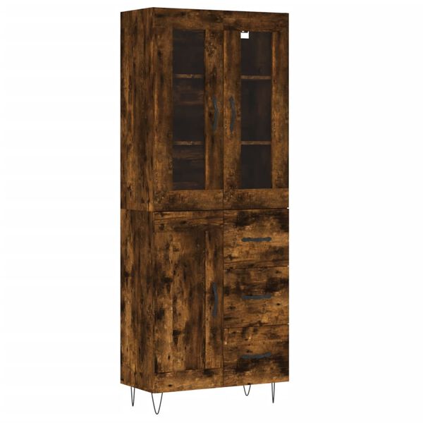 vidaXL H&aacute;r Sk&aacute;pur Reykt&oacute;na Eikarlitur 69,5x34x180 cm Samsettur Vi&eth;ur