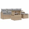 vidaXL Gar&eth;s&oacute;fa sett me&eth; p&uacute;&eth;i 6 pcs Drapplita&eth;ur Poly rattan