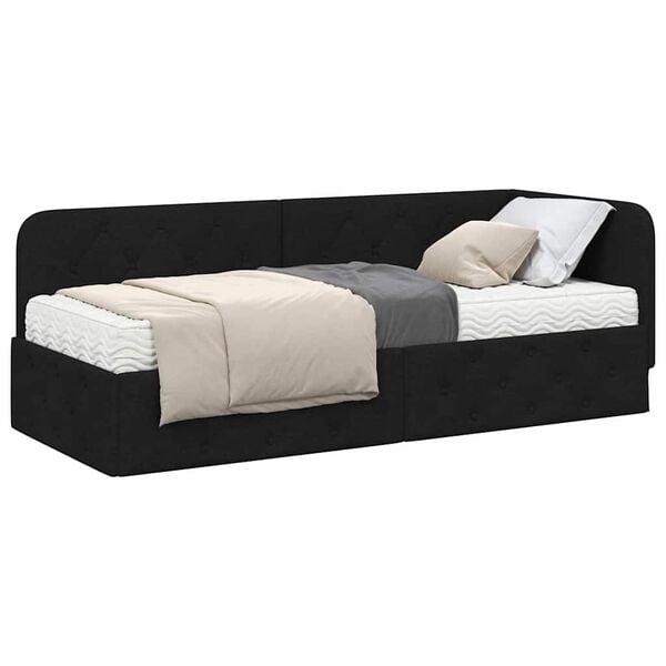 vidaXL Hornr&uacute;m ramma me&eth; d&yacute;nu me&eth; h&ouml;fu&eth;gafl Svartur 80 x 200 cm d&uacute;kur