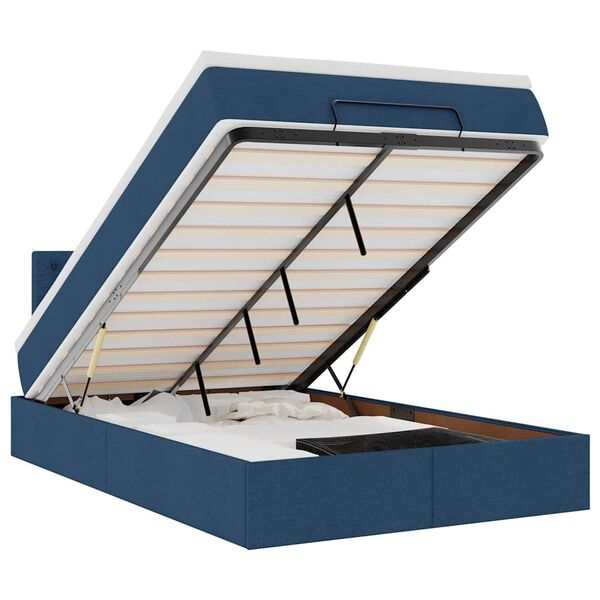 vidaXL Ottoman R&uacute;m me&eth; D&yacute;nu & LED Bl&aacute;um 120x200 cm Efni