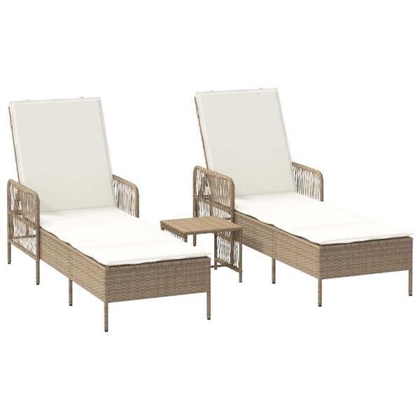 vidaXL Sólstóll með púði 2 pcs Drapplitaður 35 x 35 x 32 cm pólýrattan