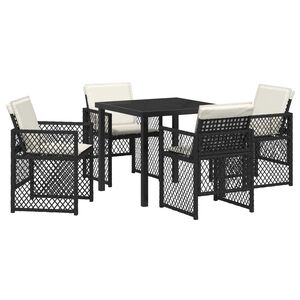 vidaXL Gar&eth;ur bor&eth;sett 5 pcs Svartur p&oacute;l&yacute;rattan