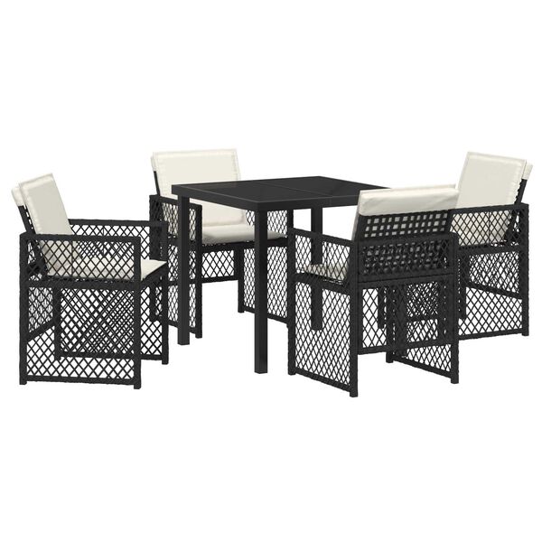 vidaXL Gar&eth;ur bor&eth;sett 5 pcs Svartur p&oacute;l&yacute;rattan