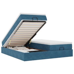 vidaXL Ottoman r&uacute;mgrind me&eth; d&yacute;num D&ouml;kkbl&aacute;r 160x200cm Flauel