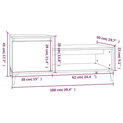 vidaXL Sófaborð Sonoma Eik 100x50x45 Samsettur Viður