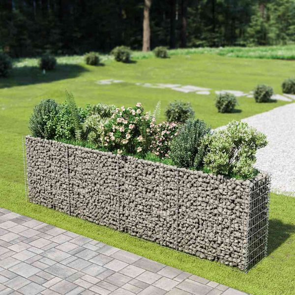 vidaXL Gabion Grj&oacute;tkassi Upph&aelig;kka&eth; Bl&oacute;maker S&iacute;nkh&uacute;&eth;a&eth; St&aacute;l360x50x100cm