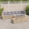 vidaXL Gar&eth;s&oacute;fa sett me&eth; p&uacute;&eth;i 8 pcs Beige og lj&oacute;sgr&aacute;r P&oacute;l&yacute;rattan
