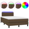 vidaXL H&oacute;lfa&eth; Springr&uacute;m me&eth; D&yacute;nu&LED D&ouml;kkbr&uacute;nn 120x190 cm Tauefni