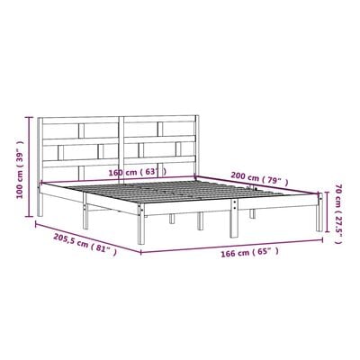 vidaXL Rúmgrind án Dýnu 160x200cm Gegnheil Viður