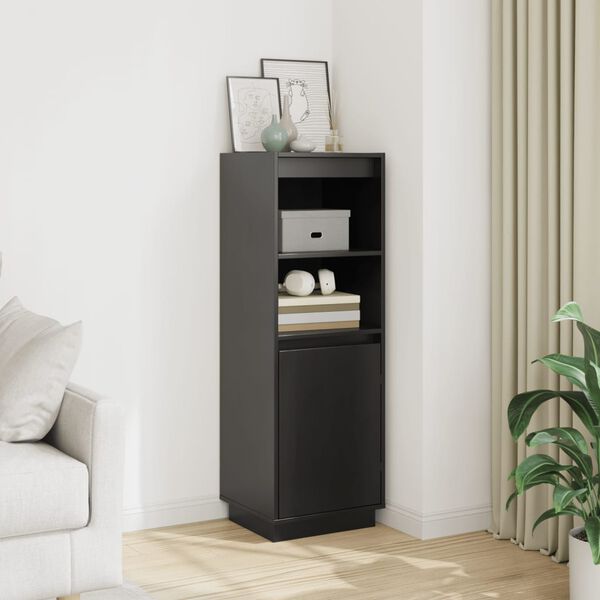 vidaXL Stofuskápur Svartur 37x34x110 cm Gegnheil Fura