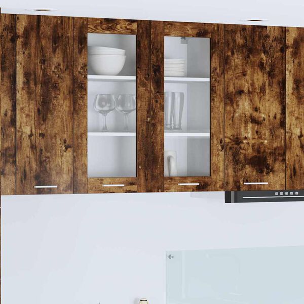 vidaXL Vegghengdur sk&aacute;pur Rau&eth;-eik 80 x 31 x 80 cm Samsettur vi&eth;ur