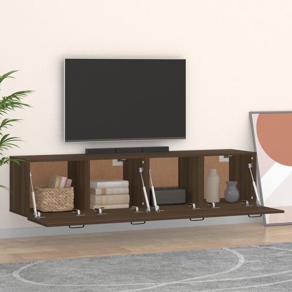 vidaXL Veggsk&aacute;par 2 stk. Br&uacute;n Eik 60x36,5x35 cm Samsettur Vi&eth;ur