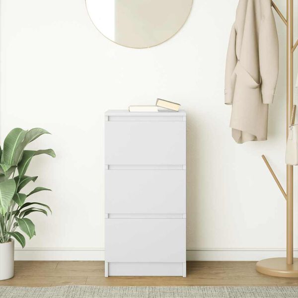 vidaXL Skenkir Hv&iacute;tir 37,5x35x76 cm Samsettur Vi&eth;ur