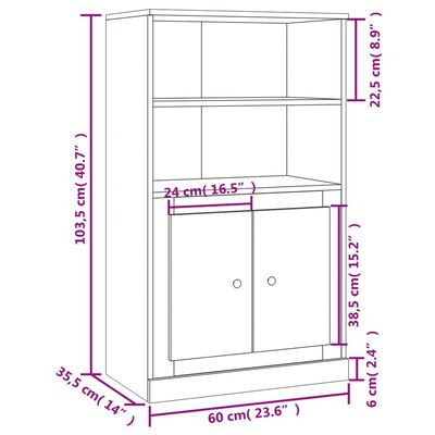 vidaXL Hár Skápur Sonoma Eik 60x35,5x103,5 cm Samsettur Viður