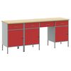 vidaXL Vinnusk&aacute;pur me&eth; sk&uacute;ffu me&eth; l&aacute;s 4 pcs Rau&eth;ur Vinnslutr&eacute; og st&aacute;li