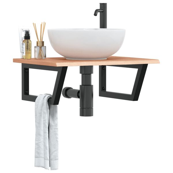 vidaXL Veggfest Handlaugarhilla St&aacute;l og Gegnheil Eik