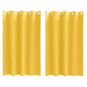 vidaXL Svartgard&iacute;nur me&eth; hringjum 2 pcs Gulvara gulan 175 x 140 cm