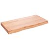 vidaXL Vegghilla Lj&oacute;sbr&uacute;n 80x40x(2-6) cm Me&eth;h&ouml;ndlu&eth; Gegnheil Eik