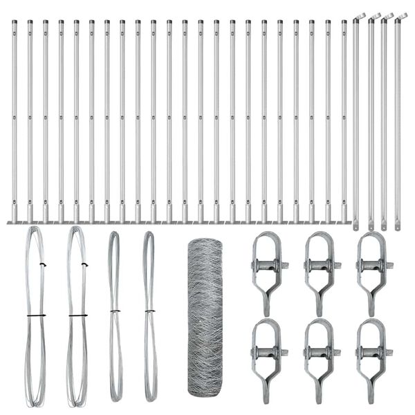 vidaXL Gir&eth;ingarp&oacute;stur Silfur 50 x 0,4 m (50 mm net) St&aacute;l