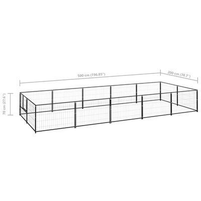 vidaXL Hundabyrgi Svart 10 m² Stál