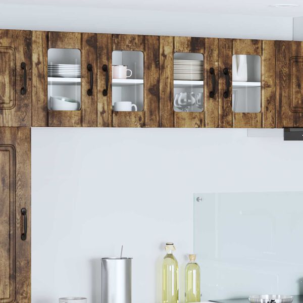 vidaXL Eldh&uacute;s sk&aacute;pur 2 pcs Rau&eth;-eik 60 x 31 x 40 cm Samsettur vi&eth;ur