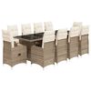 vidaXL 11 Hluta B&iacute;str&oacute;sett me&eth; Sessum Drapplita&eth; P&oacute;l&yacute;rattan