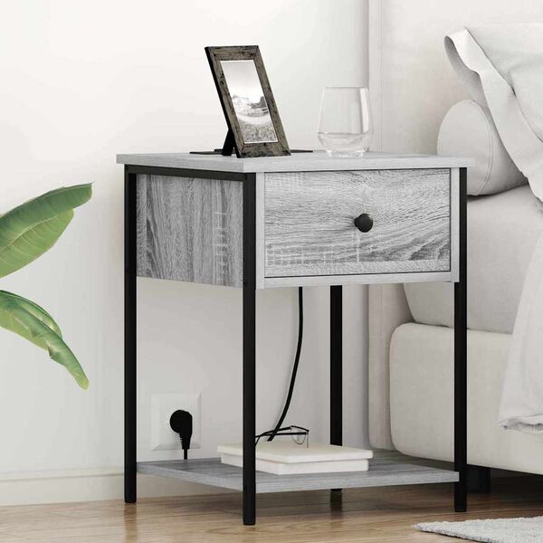 vidaXL Noat&ouml;flu sk&aacute;pur me&eth; sk&uacute;ffu 2 pcs Gr&aacute;r Sonoma 42 x 41 x 56 cm